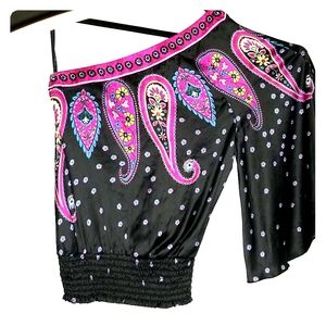 Rampage one sleeve colorful mandala blouse size M